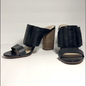 Vince Camino Woven Leather Slide sandal with rounded heel